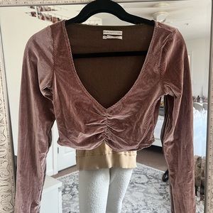 Urban Outfitters mauve long sleeve crop top